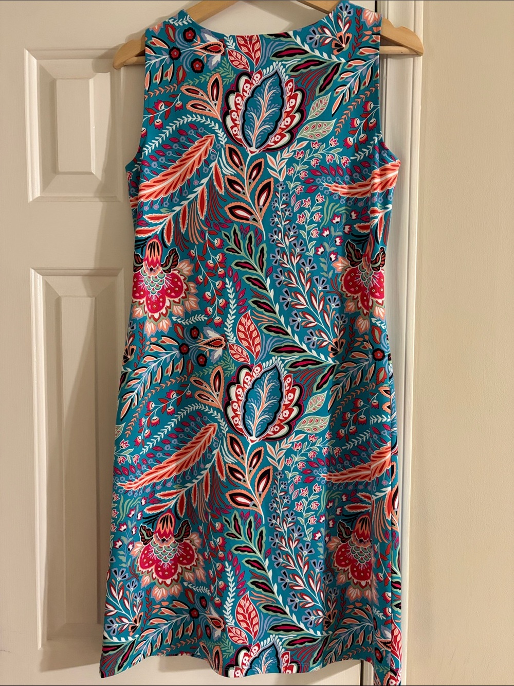 Talbots Teal Multicolor Floral Paisley Sleeveless Dress NWT - Picture 4 of 7